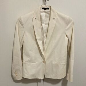 Theory One-Button Cotton Woman’s Blazer in Rice. Size 00. Made in USA.